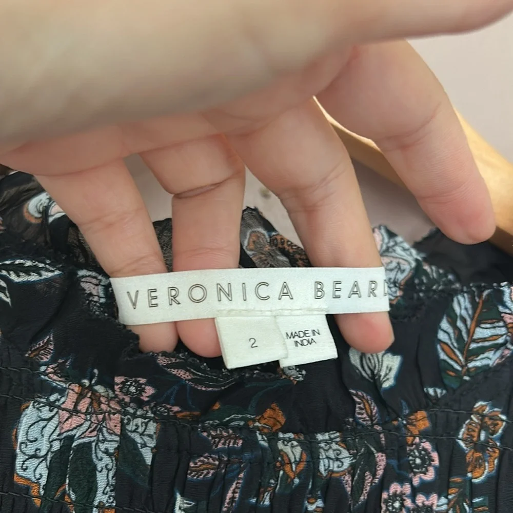 Veronica Beard Gabi Floral Smocked Dress Black Size 2 (XS) - Picture 8 of 13